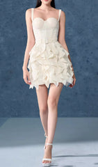 Elena White Sequin Ruffle Mini Dress