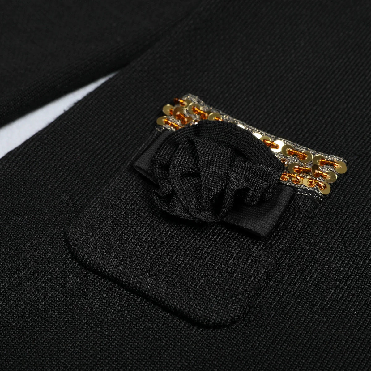 Emilie Black Sequin & Bow Long Sleeve Mini Dress