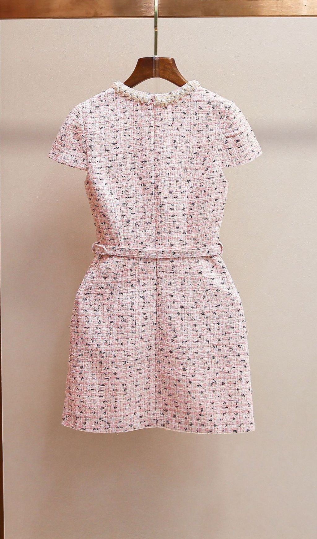 Elegant Faux Pearl Tweed Mini Dress