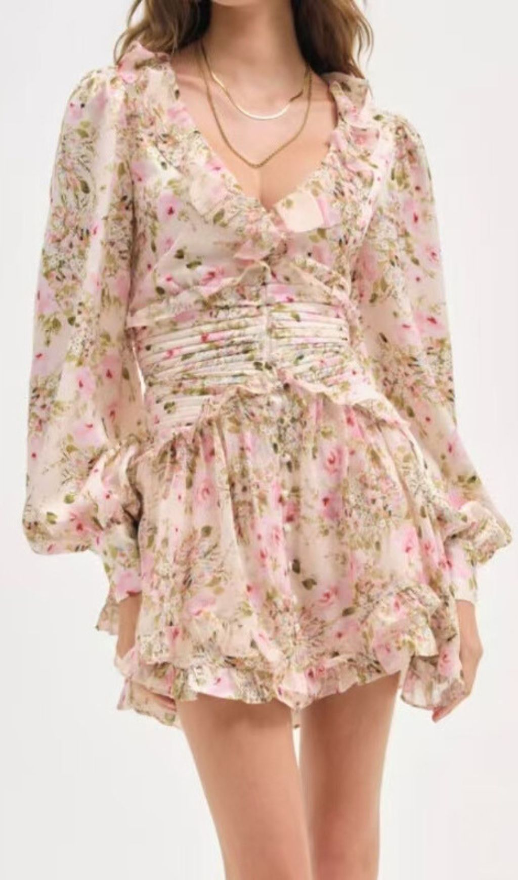 Iolanthe Romantic Ruffle Floral Mini Dress