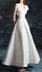 Ganesa White Strapless Bow Maxi Dress