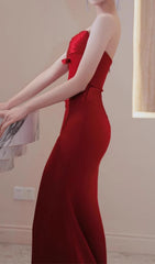 Edimeia Red Strapless Mermaid Gown