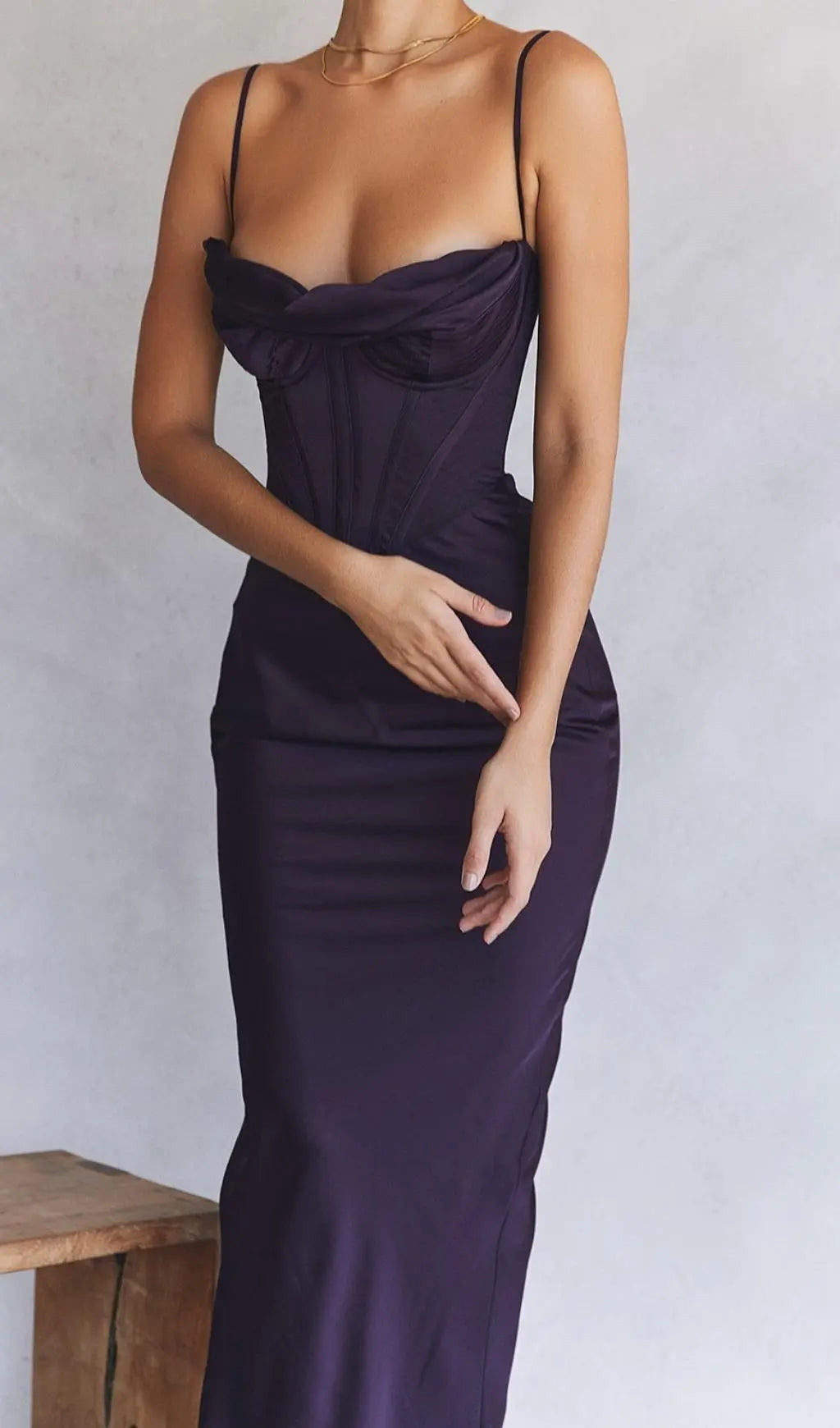 Elegant Night Shade Corset Maxi Dress