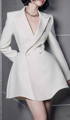 Jane White Double-Breasted Blazer Mini Dress
