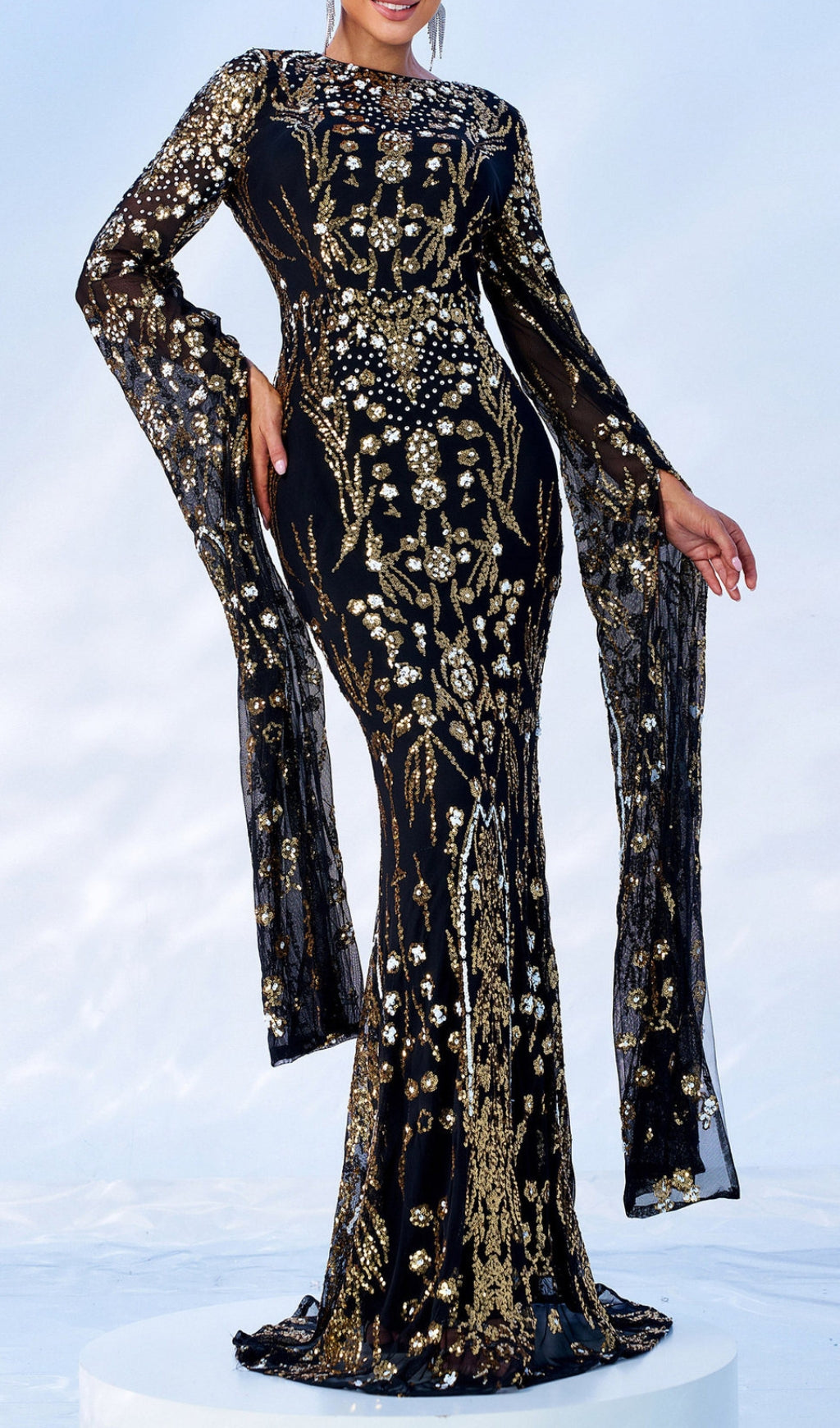 Cicely Opulent Gold Sequin Maxi Dress