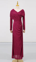 Goldy Elegance Draped Ruched Maxi Dress