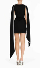 Johari Pearl-Trimmed Cape Mini Dress