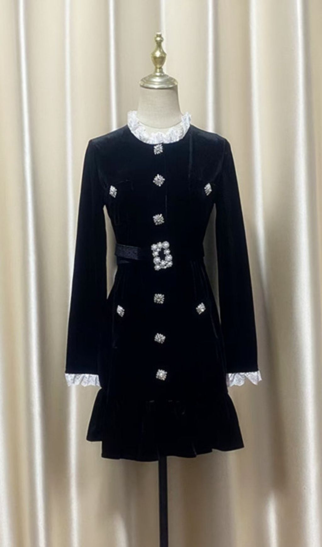 Hiraani Black Velvet Glam Mini Dress