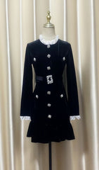 Hiraani Black Velvet Glam Mini Dress