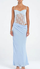Fadil Ethereal Blue Lace Maxi Dress