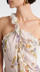 Femi Enchanting Floral One-Shoulder Ruffle Maxi Dress