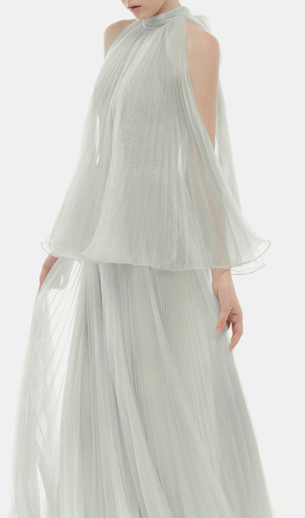 Halona Ethereal Halter Mesh Maxi Dress