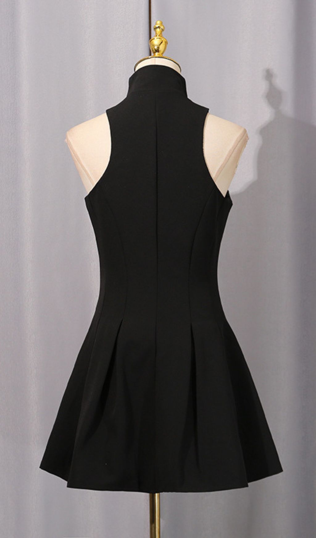 Idola Black High-Neck Mini Dress