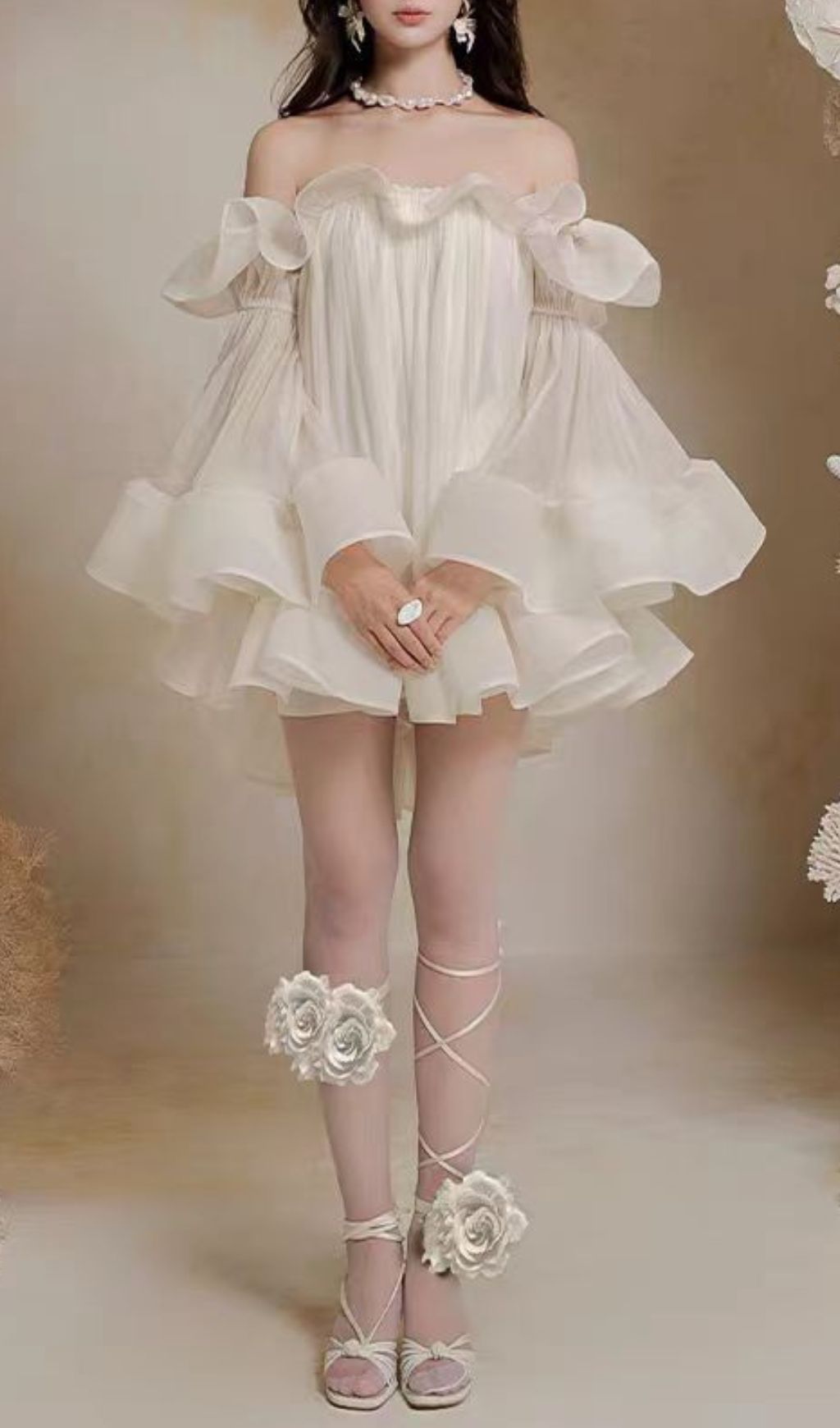 Jolie Ethereal Off-Shoulder Ruffle Mini Dress