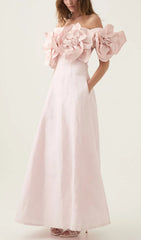 Chabela "Rose Bloom" Off-Shoulder Maxi Dress