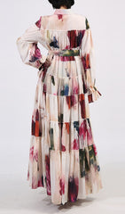 Genaro Artistic Print Long Sleeve Maxi Dress
