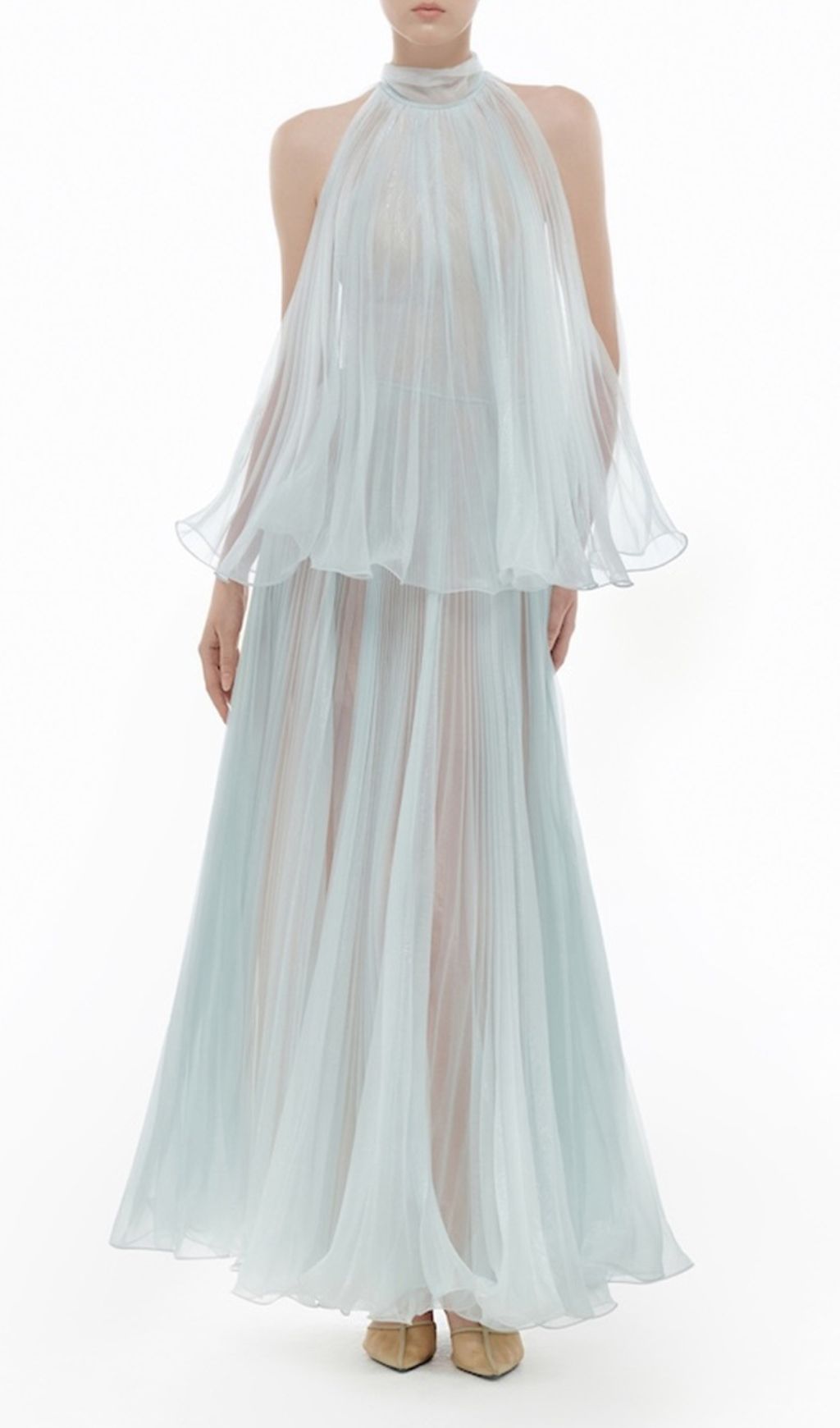 Halona Ethereal Halter Mesh Maxi Dress