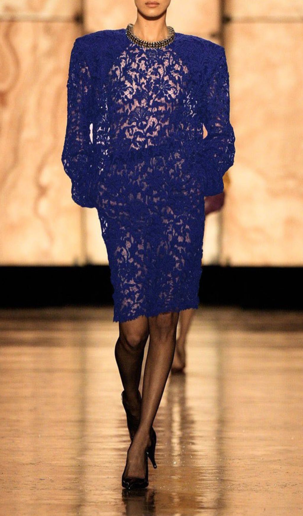 Hermia Royal Blue Lace Long Sleeve Mini Dress