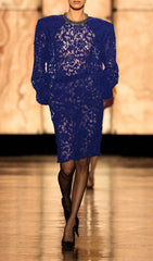 Hermia Royal Blue Lace Long Sleeve Mini Dress