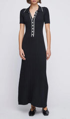 Evelia Ribbed Knit Polo Maxi Dress for Women