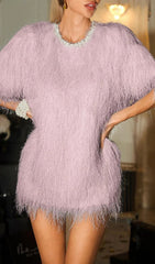 Celena Dazzling Pink Pearl Fringe Mini Dress