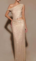 Feride Glimmering Diamante Cutout Maxi Dress