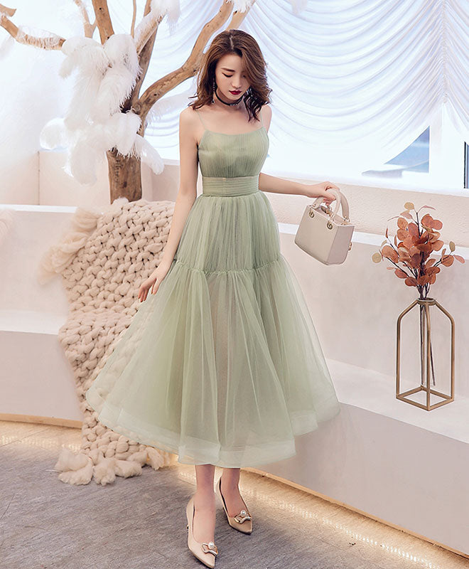 Hermosos vestidos de fiesta largos hasta la rodilla de tul verde menta 