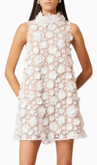 Doane Vibrant 3D Floral Sleeveless Mini Dress