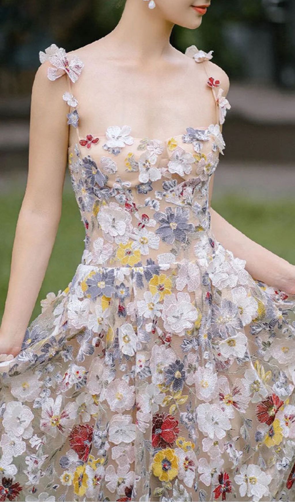 Jansje Enchanted Floral Appliqu Maxi Dress