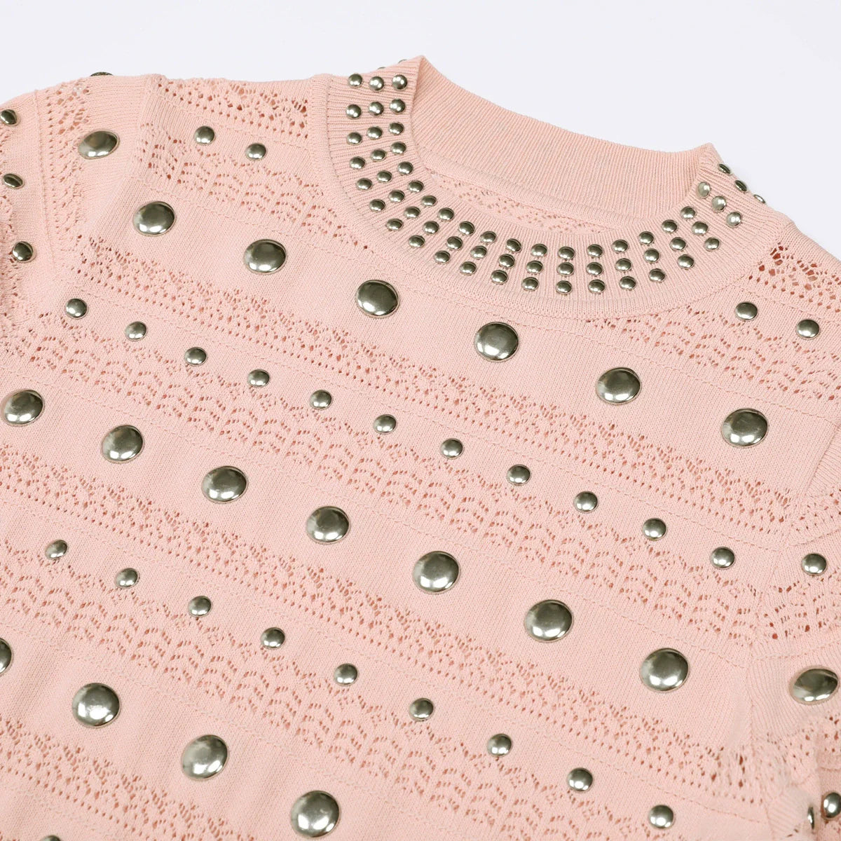 Jake Glamorous Embellished Studded Knit Midi Dress