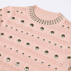 Jake Glamorous Embellished Studded Knit Midi Dress