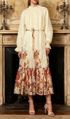 Illeana Meadow Print Long Sleeve Midi Dress