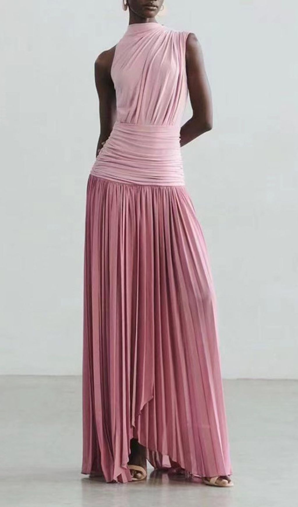 Juliana Draped & Pleated Maxi Dress