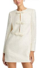 Chic Ivory Sequin Boucle Mini Dress