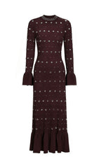 Jake Glamorous Embellished Studded Knit Midi Dress