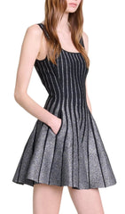 Russella Glitter Stripe Fit & Flare Dress