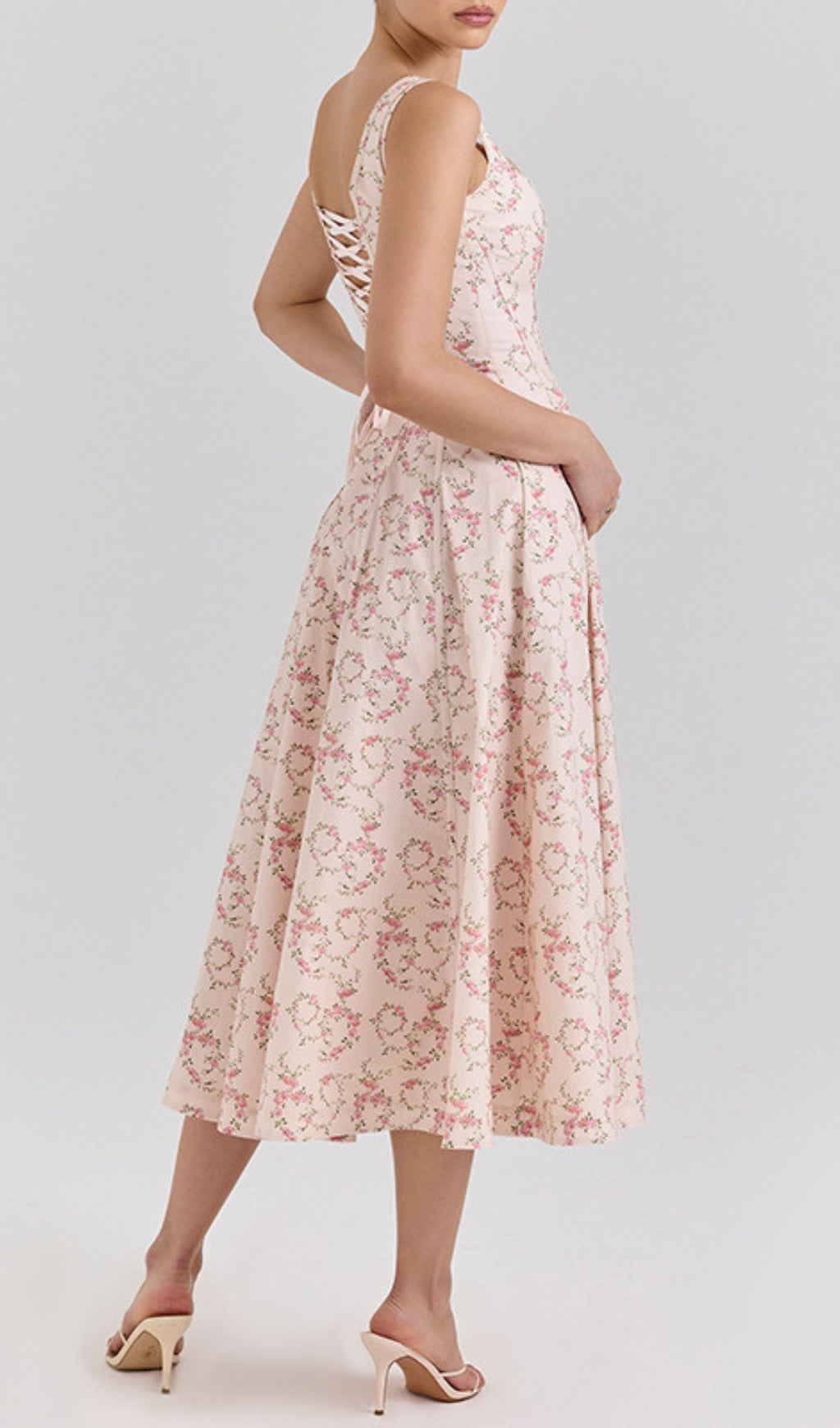 Ert Romantic Bloom Square Neck Midi Dress