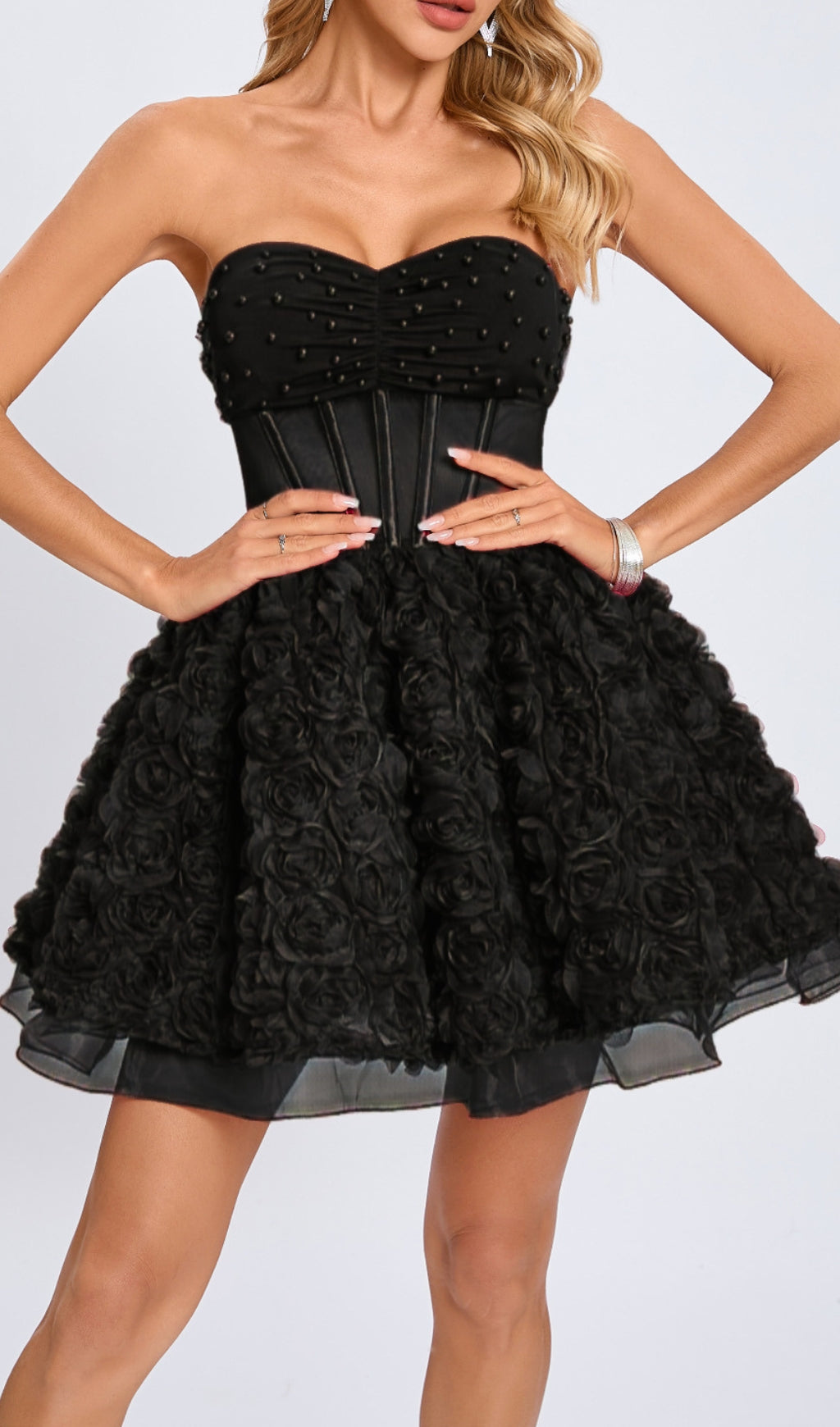 Eustacia Black Strapless Corset Mini Dress