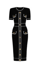 Gretel Sophisticated Button-Front Knit Midi Dress