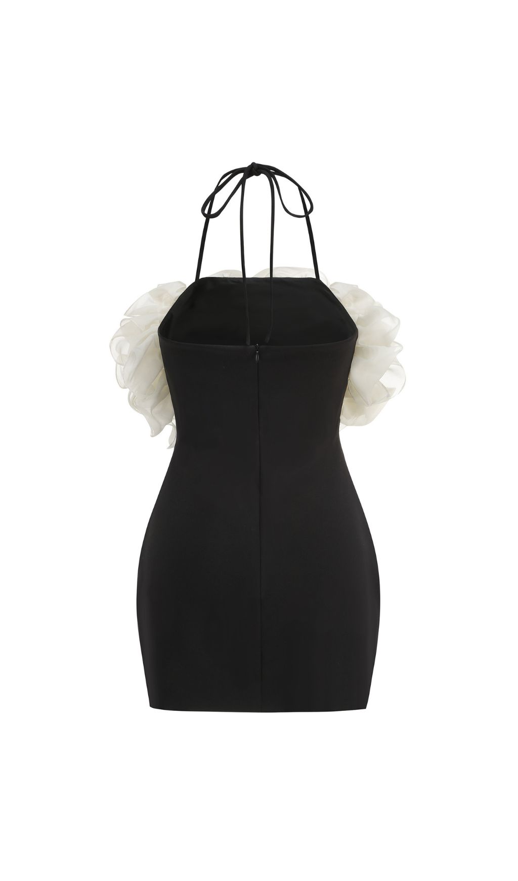 Jameela Black Halter Ruffle Mini Dress