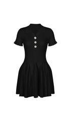 Faye Pink Ribbed Knit Polo Mini Dress