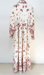 Dreux Bohemian Print Long Sleeve Maxi Dress with High Slit