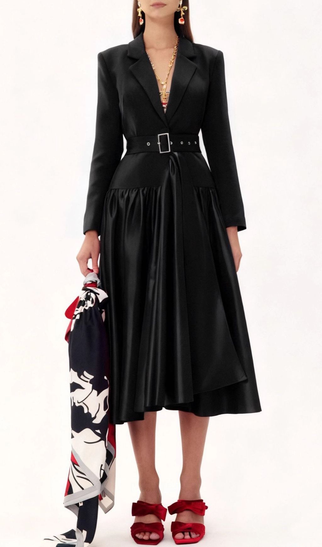 Imogen Red Long Sleeve Belted Blazer Dress