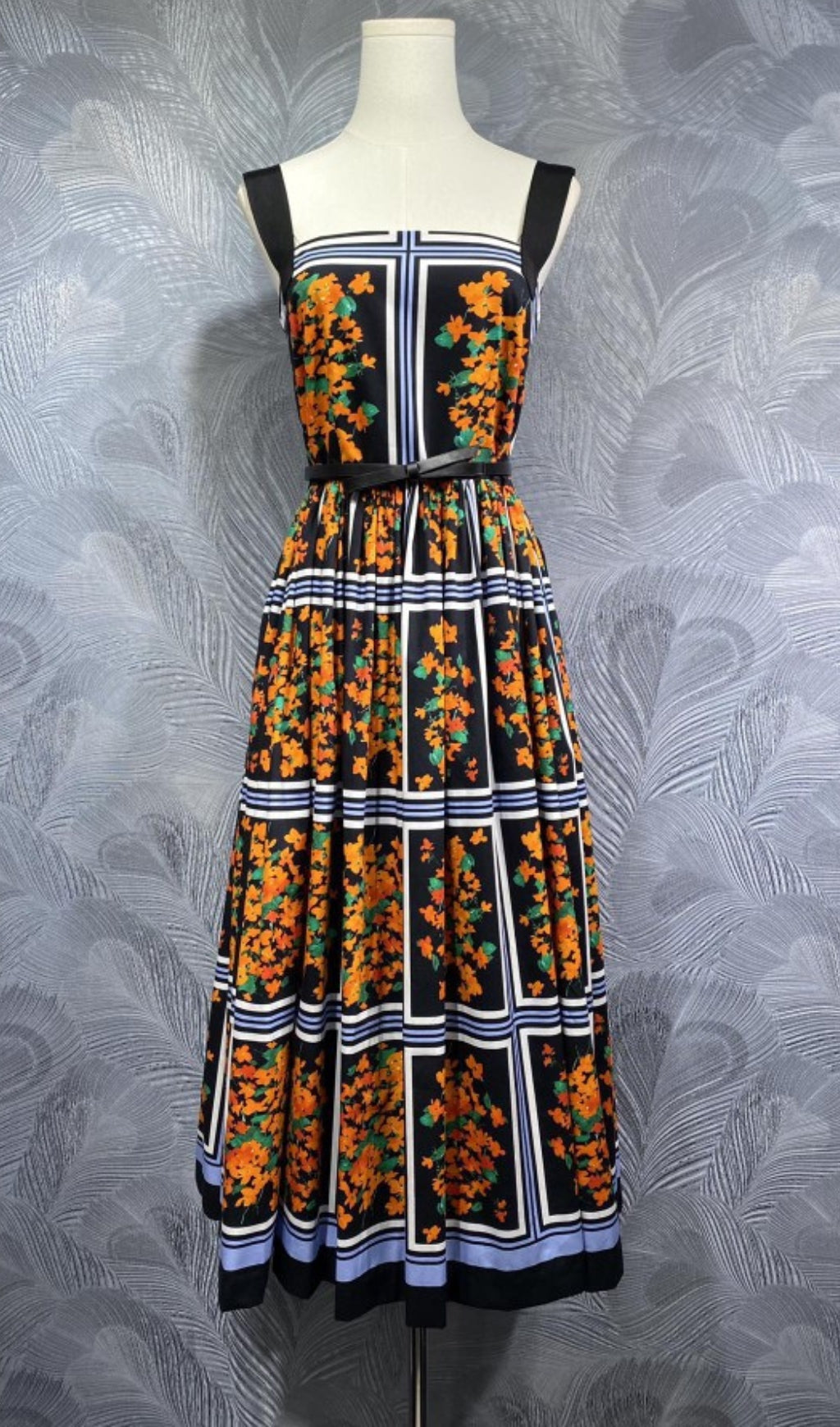 Elegant Floral Panel Print Midi Dress