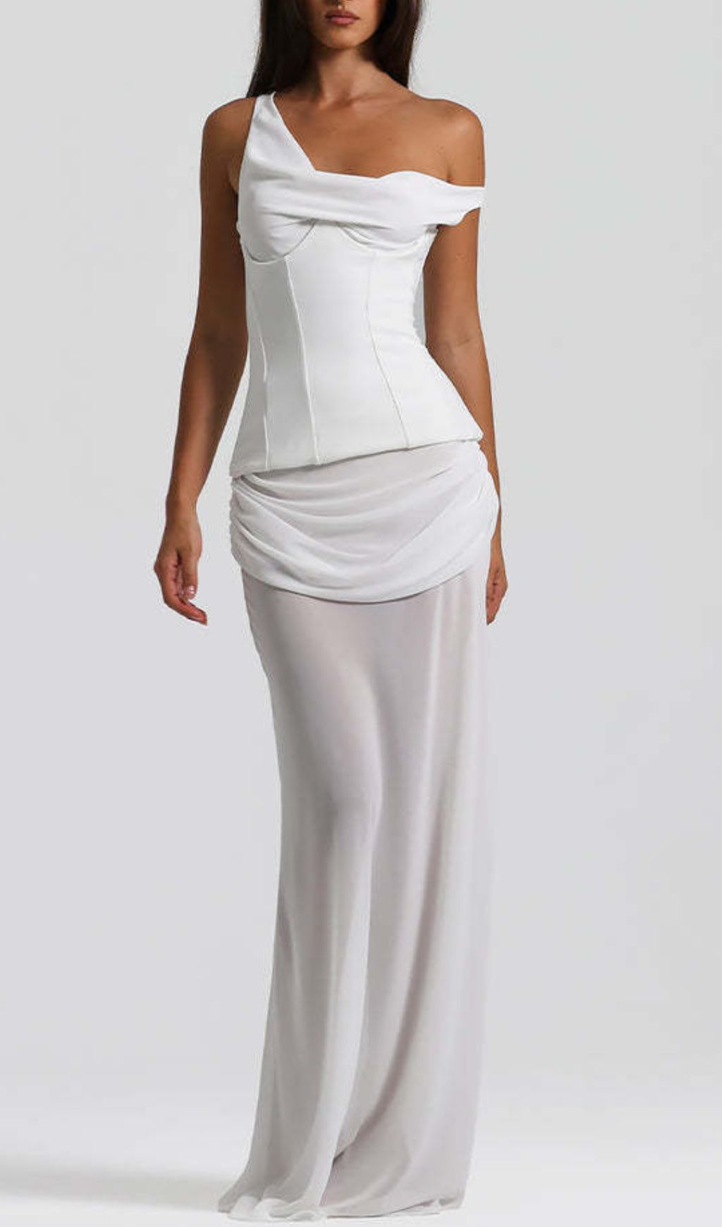 Istas White Corset Maxi Dress