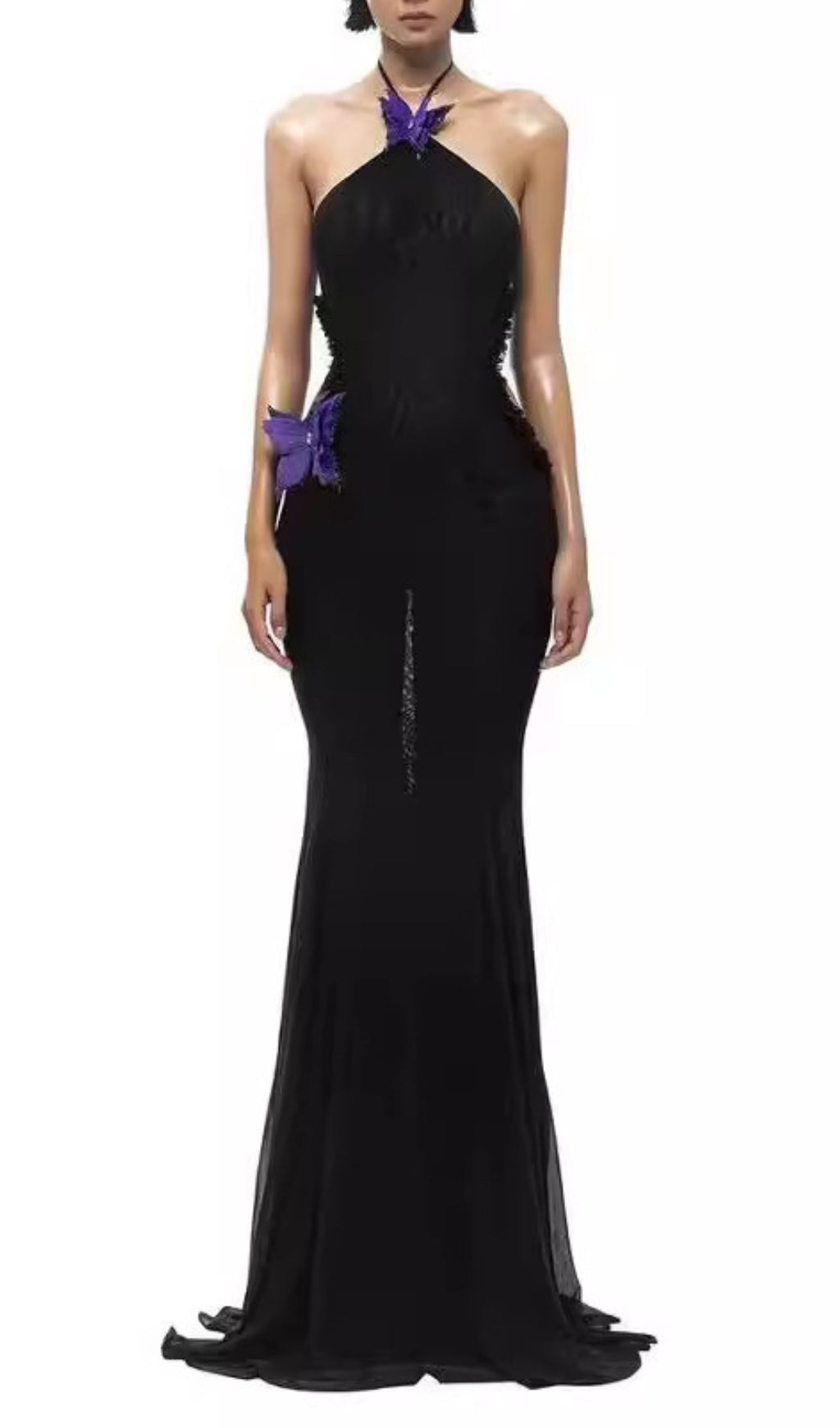Carina Halter Butterfly Mermaid Maxi Dress