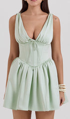 Dhara Sage Green Corset Mini Dress