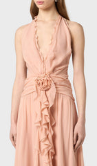 Florine Dusty Rose Halter Maxi Gown