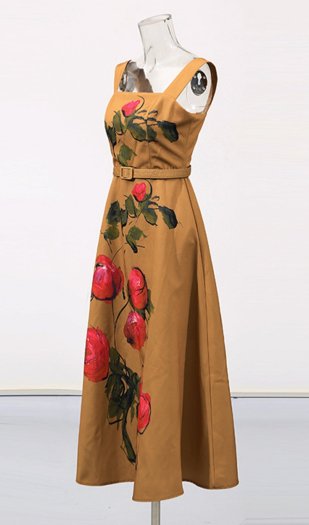 Women's Floria Chic Floral Belted Midi Dress