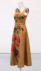 Women's Floria Chic Floral Belted Midi Dress